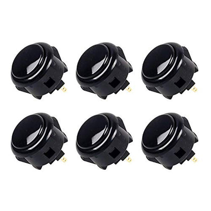 SANWA 6 pcs OBSF-30 Original Push Button 30mm - for Arcade Jamma Video Game & Arcade Joystick Games Console (Black) S@NWA - color: Black