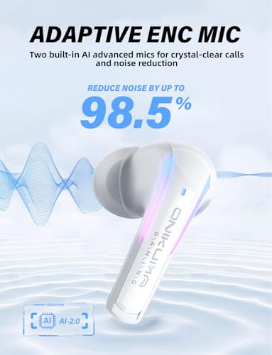 New Version Wireless Gaming Earbuds, 20ms Ultra Low Latency, 2.4GHz + Bluetooth 5.3 Dual Mode, ENC Mic, USB-C Dongle Compatible with PS5/PS4, Meta Quest 3/3S/2, Steam Deck, PC & Mobile - White
