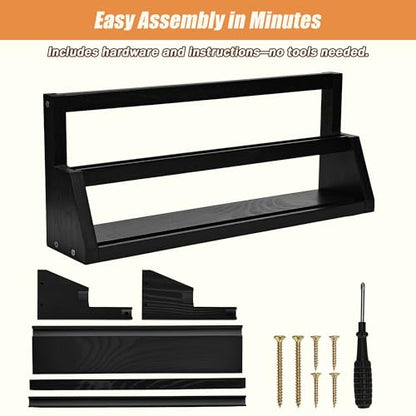 2-Tier Wooden Trading Card Display Stand - Black Display Case for Graded Sports Cards, Baseball & Basketball Card Collection Showcase(WD4017) - color: Black 2-tier