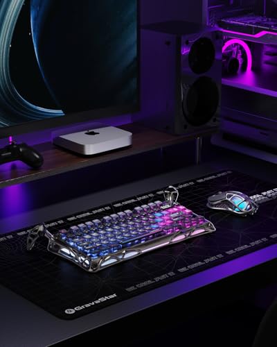 GravaStar Mercury K1 Pro Wireless Mechanical Gaming Keyboard, 75% Layout RGB Custom Keyboard, Electroplated Glossy Frame, Hot-Swappable Linear Switches【Cyberpunk Edition】 - color: Cyberpunk