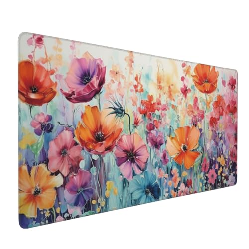 35.4 x 15.7 in, Waterproof XXL Large Mouse Pad for Desk, Extended Keyboard Mouse Mat for Computer Office, Big Laptop Mouse pad, Gaming Pc-Colorful Flowers - color: Colorful Flowers