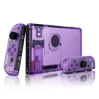 eXtremeRate DIY Replacement Shell Buttons for Nintendo Switch, Back Plate for Switch Console, Housing with Full Set Buttons for Joycon Handheld Controller - Clear Atomic Purple [No Electronics Parts] - color: Clear Atomic Purple