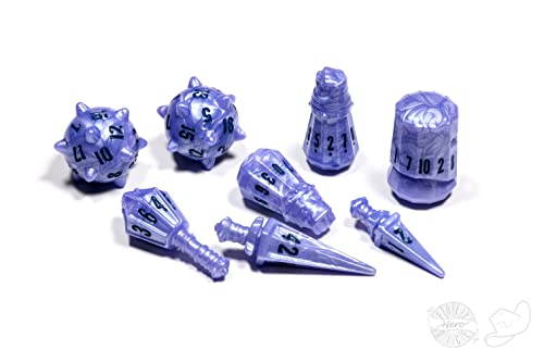 PolyHero Warrior 8 Dice Set (Ghost Knight) - color: Ghost Knight