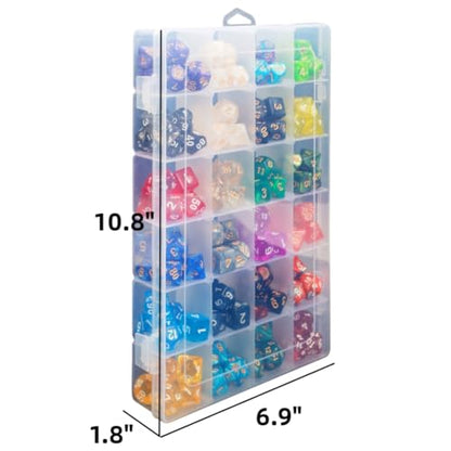2 Pack DND Dice Storage Box Each 24 Grids Polyhedral Dice Organizer with Removable Dividers Holding Up to 1600 Dices Small Craft Containers for Dice Collectors or RPG D&D Games (Box only) - size: Box only