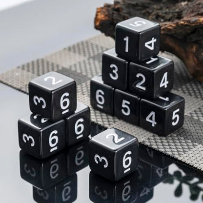 10 Pieces Polyhedral D6 Dice Set, 6 Sided Dice 16mm Square Edge Dice for RPG MTG DND Table Games (Black) - color: Black