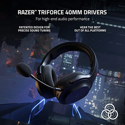 Razer Barracuda X Wireless Gaming & Mobile Headset (PC, PlayStation, Switch 2, Android, iOS): 2.4GHz Wireless + Bluetooth - Lightweight - 40mm Drivers - Detachable Mic - 50 Hr Battery - Black - color: Classic Black, size: Standard, style: Barracuda X