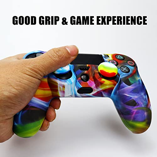 Skin for Ps4 Controller, 1pc Anti-Slip Shell Cover Case with 10 Joystick Grips Silicone Cover Sticker for PlayStation 4 Controller(PS4 Controller #15) - color: PS4 controller #15
