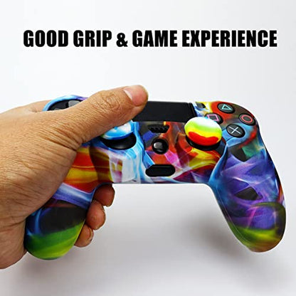 Skin for Ps4 Controller, 1pc Anti-Slip Shell Cover Case with 10 Joystick Grips Silicone Cover Sticker for PlayStation 4 Controller(PS4 Controller #15) - color: PS4 controller #15