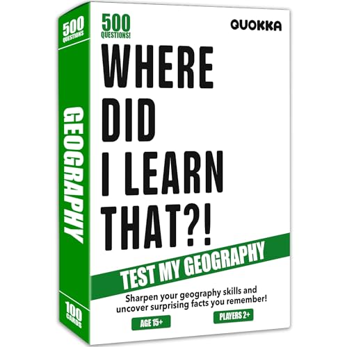 Trivia Card Games for Adults — Family Board Games for Teens and Adults | 500 Geography Questions Trivia Cards with Answers – Fun Party Game for Family Game Night - color: 5. Geography