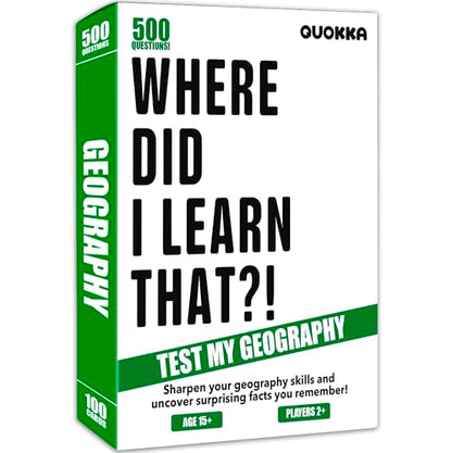 Trivia Card Games for Adults — Family Board Games for Teens and Adults | 500 Geography Questions Trivia Cards with Answers – Fun Party Game for Family Game Night - color: 5. Geography