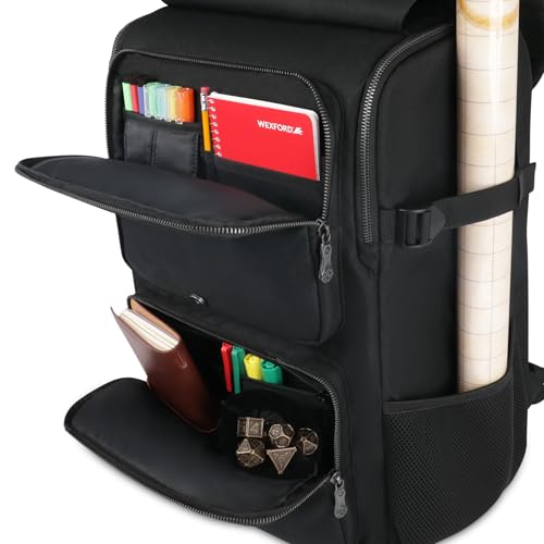 ENHANCE Collector's Edition DnD Backpack - RPG DM Bag for Dungeons and Dragons - DnD Bag fits 6-8 Books, 18" Laptop/DM Screen Slot, Miniature Foam Trays, Accessory Pockets, Map Strap (Dragon Black) - color: Dragon Black