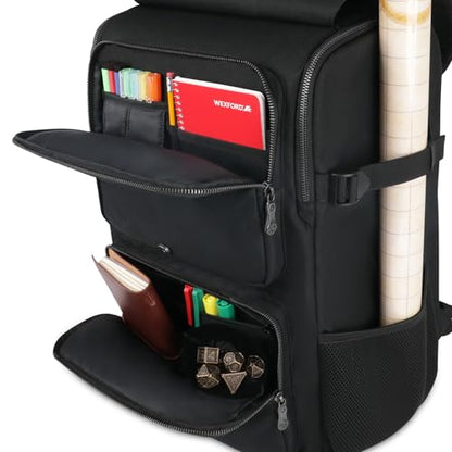 ENHANCE Collector's Edition DnD Backpack - RPG DM Bag for Dungeons and Dragons - DnD Bag fits 6-8 Books, 18" Laptop/DM Screen Slot, Miniature Foam Trays, Accessory Pockets, Map Strap (Dragon Black) - color: Dragon Black