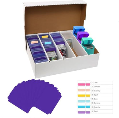 5 Row Trading Card Storage Box Holds 3950-count,1 Pack Cardboard Storage Box with Divider+index Label,Trading Card Dividers for Tcg,Sports,Mtg Cards - size: 1 Pack-Large