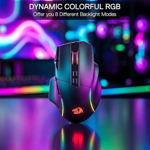 Redragon M925 PRO Wireless RGB Gaming Mouse 26000 DPI Remapping Keys | Cable-Free 0 Delay, Redefine Keybinding Macro, Vibing Backlight, Ergonomic Grip Body Comfort - size: Standard, style: Wireless