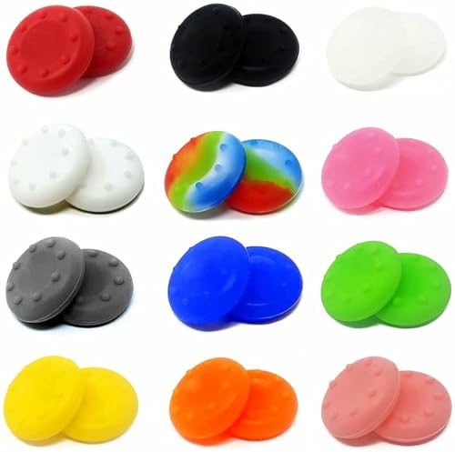 24-Pack Anti-Slip Silicone Thumb Grip Caps, 12 Colors High Sensitivity Joystick Covers with 360° Textured Dots for PS5 PS4 Xbox Series X/S Xbox One Xbox 360 Controller