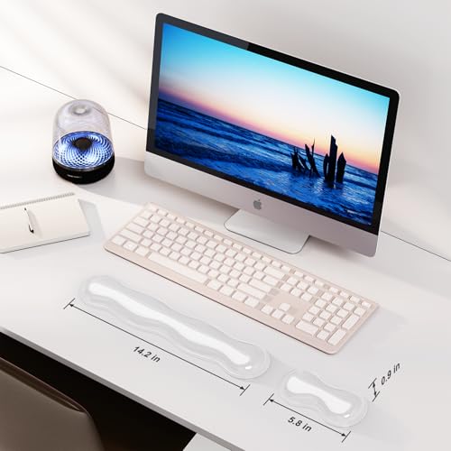 MOKURU Gel Keyboard and Mouse Wrist Rest Set, Comfort Ergonomic Wrist Support, for Wrist Pain Relief, Computer Keyboard Wrist Rest (Transparent) - color: Transparent