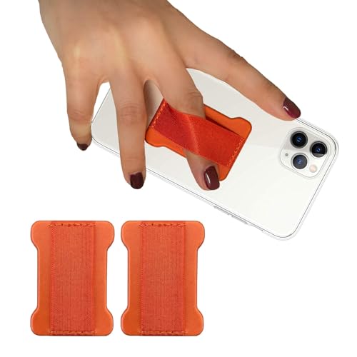 Finger Strap Phone Holder - Ultra Thin Anti-Slip Universal Cell Phone Grips Band Holder for Back of Phone - 2Pack，Orange - color: Orange