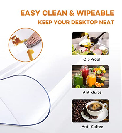 50 Inch Round New Clear Dining Room Tablecloth Dia PVC Plastic Table Cover Protector Waterproof Heat Resistant Easy Clean Clear Vinyl Table Pad Mat for Wood Marble Glass Furniture Tabletop 1.5mm Thick