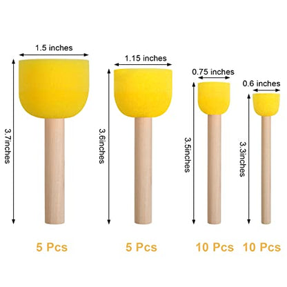 30 Pcs Round Sponges Brush Set, Round Sponge Brushes for Painting, Paint Sponges for Acrylic, Painting Tools for Kids Arts and Crafts (4 Sizes) - size: 30 PCS