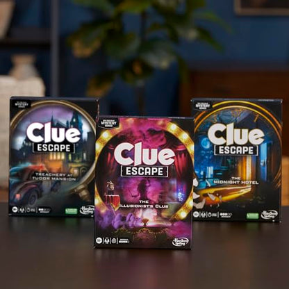 Clue Escape: The Illusionist’s Club Board Game | Escape Room Family Game | 1-Time Solve Mystery | Ages 10+ | 1-6 Players | Difficulty 4 | 90-120 Mins. (Amazon Exclusive) - style: The Illusionist’s Club