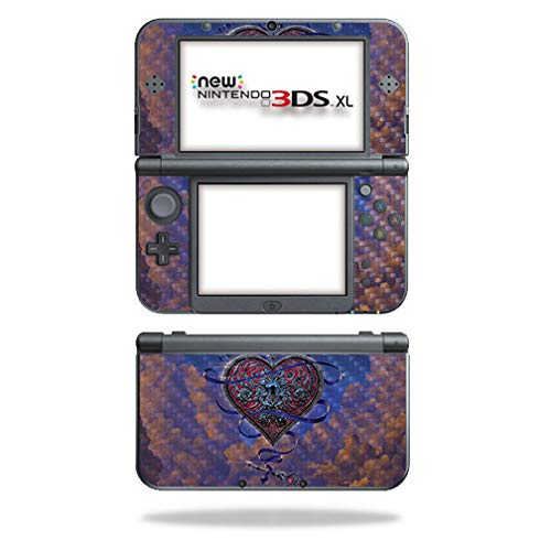 MightySkins Carbon Fiber Skin for Nintendo New 3DS XL (2015) - Heart and Key | Protective, Durable Textured Carbon Fiber Finish | Easy to Apply, Remove, and Change Styles | Made in The USA - color: Heart And Key