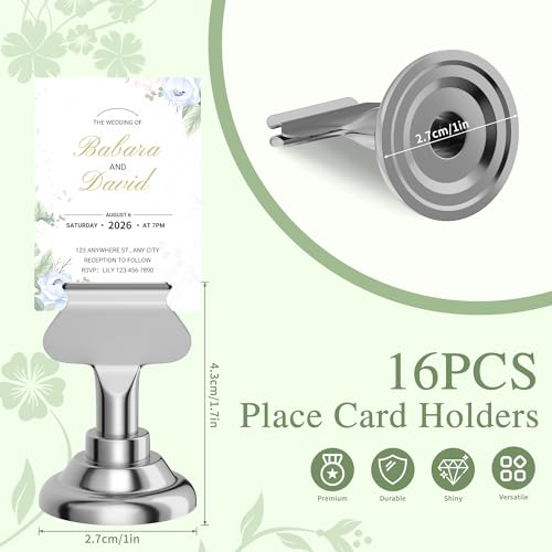 Urban Deco 16PK Table Number Holders Place Card Holders 1.7 Inch Table Card Holders Steel Card Holders for Photos, Food Signs, Memo Notes, Weddings, Restaurants, Birthdays(Silver) - color: Silver
