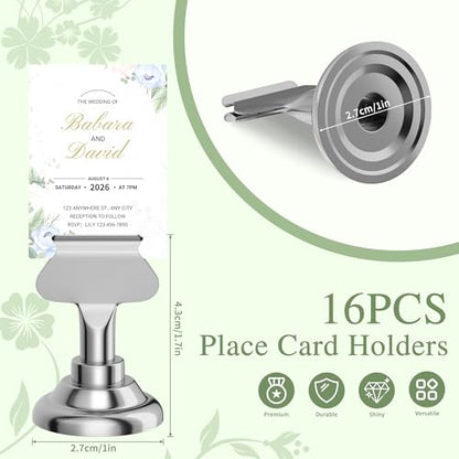 Urban Deco 16PK Table Number Holders Place Card Holders 1.7 Inch Table Card Holders Steel Card Holders for Photos, Food Signs, Memo Notes, Weddings, Restaurants, Birthdays(Silver) - color: Silver