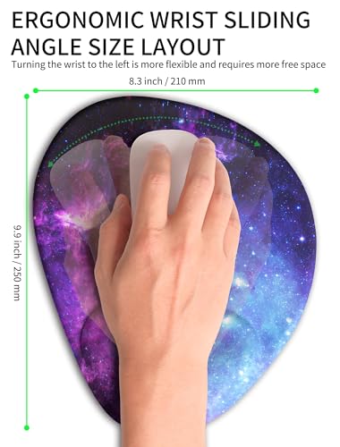 Palm-Rest and Wrist-Hugging Mouse Pad Wrist Rest, Ergonomic Wrist Support with Curve Fitting Cushioned Memory Foam for Carpal Tunnel Pain Relief, 9.9 x 8.3 Inch, Galaxy - color: Galaxy