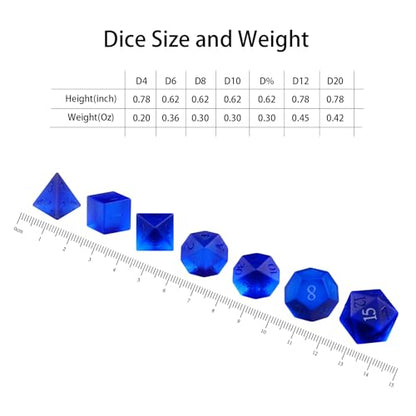 Matte Dark Blue 7Pcs Polyhedral Dice Set, K9 Crystal Cat's Eye Multi-Faceted DND Dice for Dungeons and Dragons RPG Tabletop Game (Matte Blue) - color: Matte Blue
