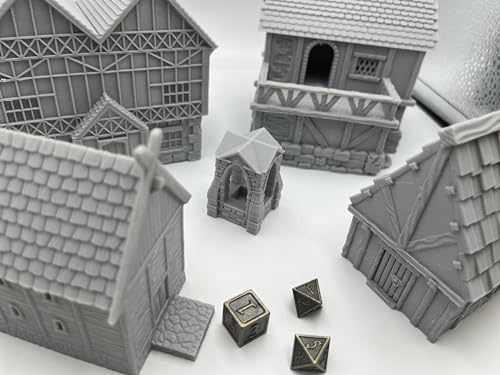 Generic Little Town and Village Houses Scene, Architecture Terrain Scenery for 18-22mm Miniatures Wargame, 3D Printed and Paintable (Deluxe Edition)