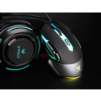 RAPOO V302 Optical Gaming Mouse Wired with 16.8 Million RGB Backlight, Ergonomic Design, 14 Adjustable DPI, 7 Programmable Buttons for Windows 7/8/10/XP Vista, Desktop, Laptop, PC- Black