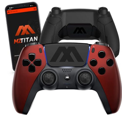Custom Modded Controller for PS5 with Anti Recoil Mode, Remappable Paddles, Interchangeable Thumbsticks, Hair Triggers,Tactical Buttons - Wireless Joystick for PlayStation 5 with Unique Soft Red - color: Soft red