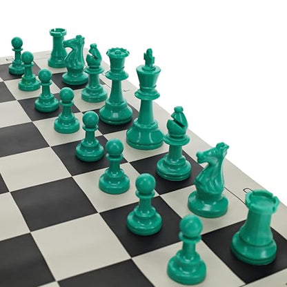 WE Games Color Bright Plastic Staunton Tournament Chess Pieces with 3.75 in. King - Half Chess Set of Chess Pieces Only, Teal Green - color: Teal Green