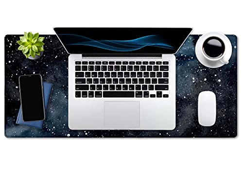 SSOIU Extended Gaming Mouse Pad (35.5x15.7 in) Dark Starry Deep Space Desk Mat, Cute Galaxy Desk Pad - color: Dark Starry Deep Space