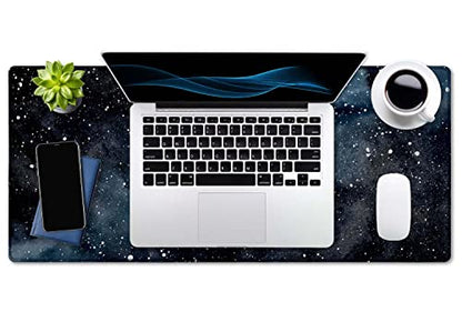 SSOIU Extended Gaming Mouse Pad (35.5x15.7 in) Dark Starry Deep Space Desk Mat, Cute Galaxy Desk Pad - color: Dark Starry Deep Space