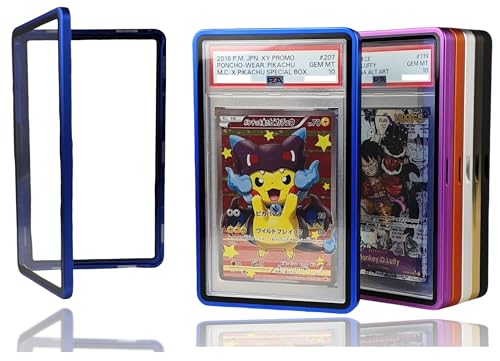 RedCap Magnetic Aluminum PSA Graded Card Holder 35PT Premium PSA Slab Protector Display Case with UV Resistant Glass Fits Standard PSA Graded Sports Trading Cards - Electric Blue - color: Electric Blue