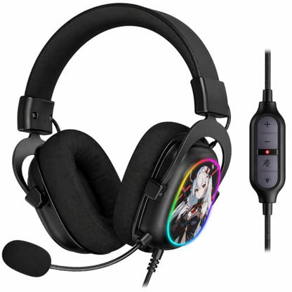 Redragon H510 AK RGB Wired Gaming Headset - 7.1 Surround Sound - 53MM Audio Drivers in Memory Foam Ear Pads w/Replaceable Shell- Multi Platforms Headphone - USB Powered for PC/PS4/NS - color: Black