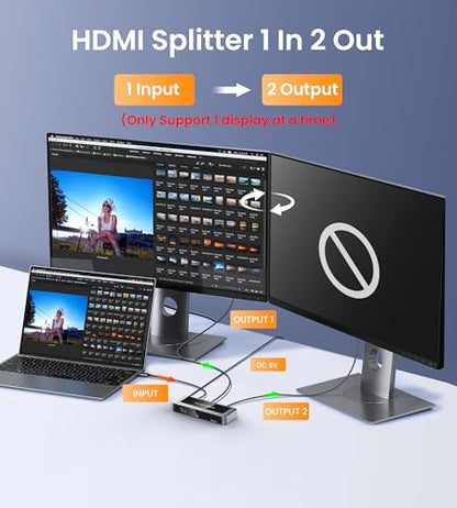 HDMI 2.1 Switch 8K@60Hz 4K@120Hz 2 in 1 Out with Remote | Works with PS5, Xbox Series X/S, Fire Stick, PC, Blu-ray players and other HDMI 2.1 devices