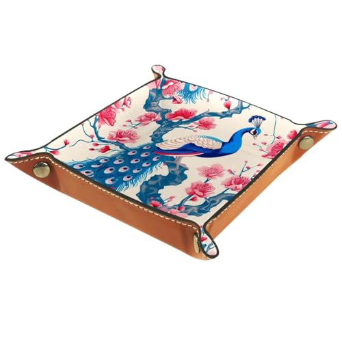 Peacock and Flower Dice Tray Dice Rolling Tray Folding Dice Holder for Dice Games, Like RPG, DND and Other Table Games - color: Multi 1