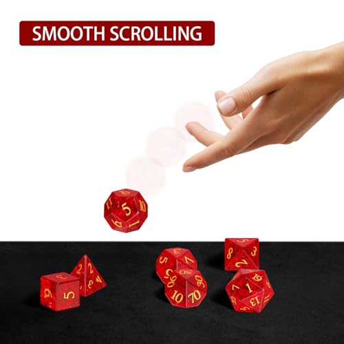 Fluorescent Red 7Pcs Polyhedral Dice Set, K9 Crystal Cat's Eye Multi-Faceted DND Dice for Dungeons and Dragons RPG Tabletop Game (neon red) - color: Neon Red