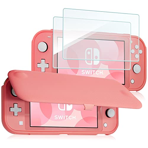 ProCase Slim Protective Case for Nintendo Switch Lite with Magnetically Detachable Front Cover, Coral - color: Coral