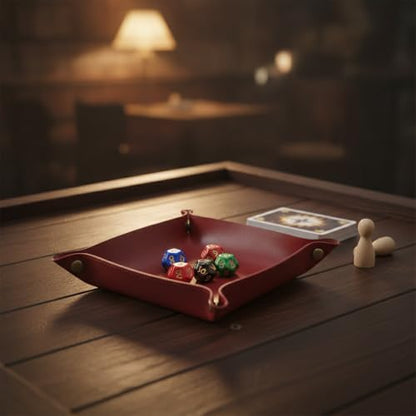 1-Pack Foldable Dice Tray, PU Leather Rolling Mat for Tabletop RPGs and Board Games, 7.87 x 7.87 Inch
