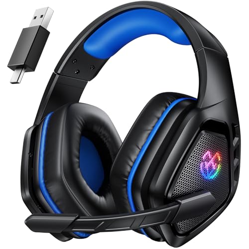 Tatybo Wireless Gaming Headset with Mic, 7.1 Sound 50mm Driver, Black Blue | 3-mode 2.4G/BT 5.3/USB-C; 30H battery; low latency for PS5/PS4/PC/Switch/Laptop/Mobile - color: Black Blue