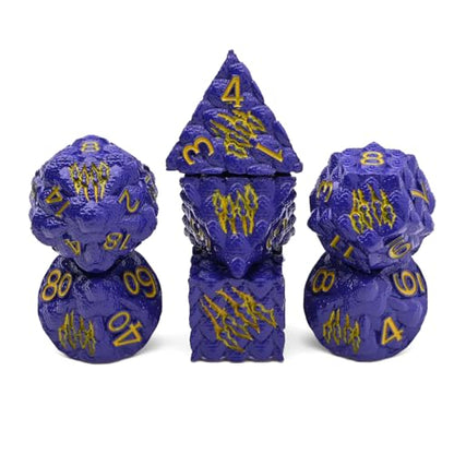 Dragon Scale Metal Dice Set-Dragon Claw,with Gift Metal Box for TTRPG Tabletop Gaming,Dungeon Masters,RPG Adventures(Purple) - color: Purple