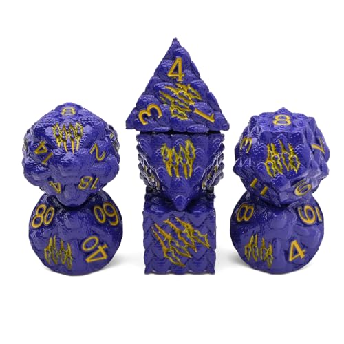 Dragon Scale Metal Dice Set-Dragon Claw,with Gift Metal Box for TTRPG Tabletop Gaming,Dungeon Masters,RPG Adventures(Purple) - color: Purple