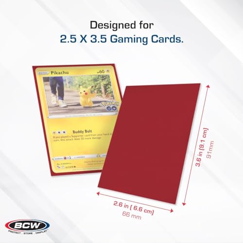 BCW Deck Guard - Double Matte 500 Count Box (10 Packs of 50 Sleeves) | Acid-Free, No PVC | Fits 2.5" x 3.5" Game Cards | Archival Safe Sleeves for Card Protection (Red) - color: Red