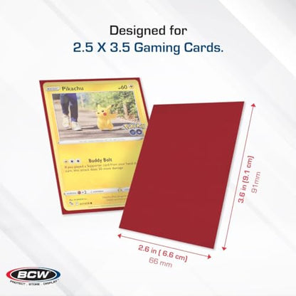 BCW Deck Guard - Double Matte 500 Count Box (10 Packs of 50 Sleeves) | Acid-Free, No PVC | Fits 2.5" x 3.5" Game Cards | Archival Safe Sleeves for Card Protection (Red) - color: Red