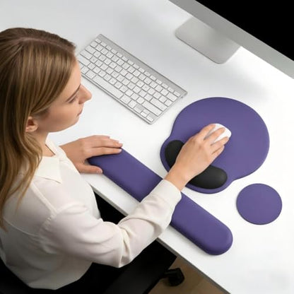 Mouse Pad with Keyboard Wrist Rest,Ergonomic Mouse Pad Wrist Support PU Base with Coaster,Mousepad with Nonslip Base for Computer Laptop Keyboard Home&Office - color: G-Grey&Black