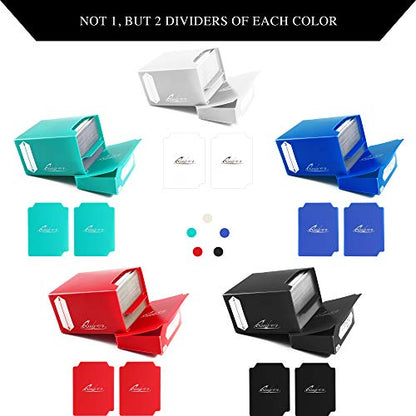 Quiver Time Deck Blocks 80+, Set of 5 MTG Deck Boxes with Dividers | Set of 5 deck boxes in white, black, blue, red and green, 80+ cards and 2 dividers per box, MTG and TCG - color: White, Black, Blue, Red & Green, size: 80+