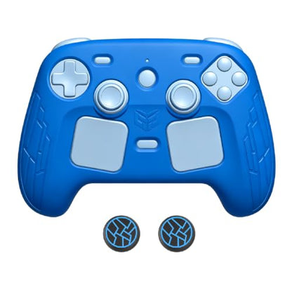 High-Elastic Silicone Protective Case for Steam Controller 2026 Anti-Slip Skin-Friendly Dustproof Anti-Scratch Shock-Absorbing Impact-Resistant Washable Full Cover Shell with 2 Joystick Caps (Blue) - color: Blue